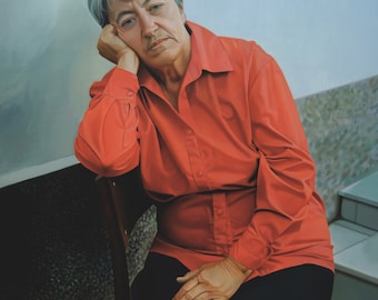 Retrato al óleo personalizado de una mujer sobre lienzo, hecho por encargo.