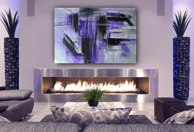 Large size, Original Abstract painting, Contemporary Modern Fine Art, Acrylic Canvas Art, Purple painting, Wall decor, 23.6 x 35.4 in image 10