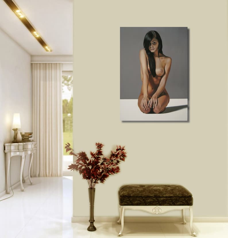 Nude woman, Erotic Painting, Nacked Female, Nude Woman Portrait, Hyperrealism, Made to Order Art, Commissioned Painting, Certificate image 4