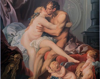 Copy of François Boucher's Masterpiece, Heracles and Omphale, Reproduction, High Quality Canvas Painting, Made to Order Art, 35.4 × 29.1 in