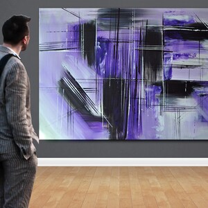 Large size, Original Abstract painting, Contemporary Modern Fine Art, Acrylic Canvas Art, Purple painting, Wall decor, 23.6 x 35.4 in image 9