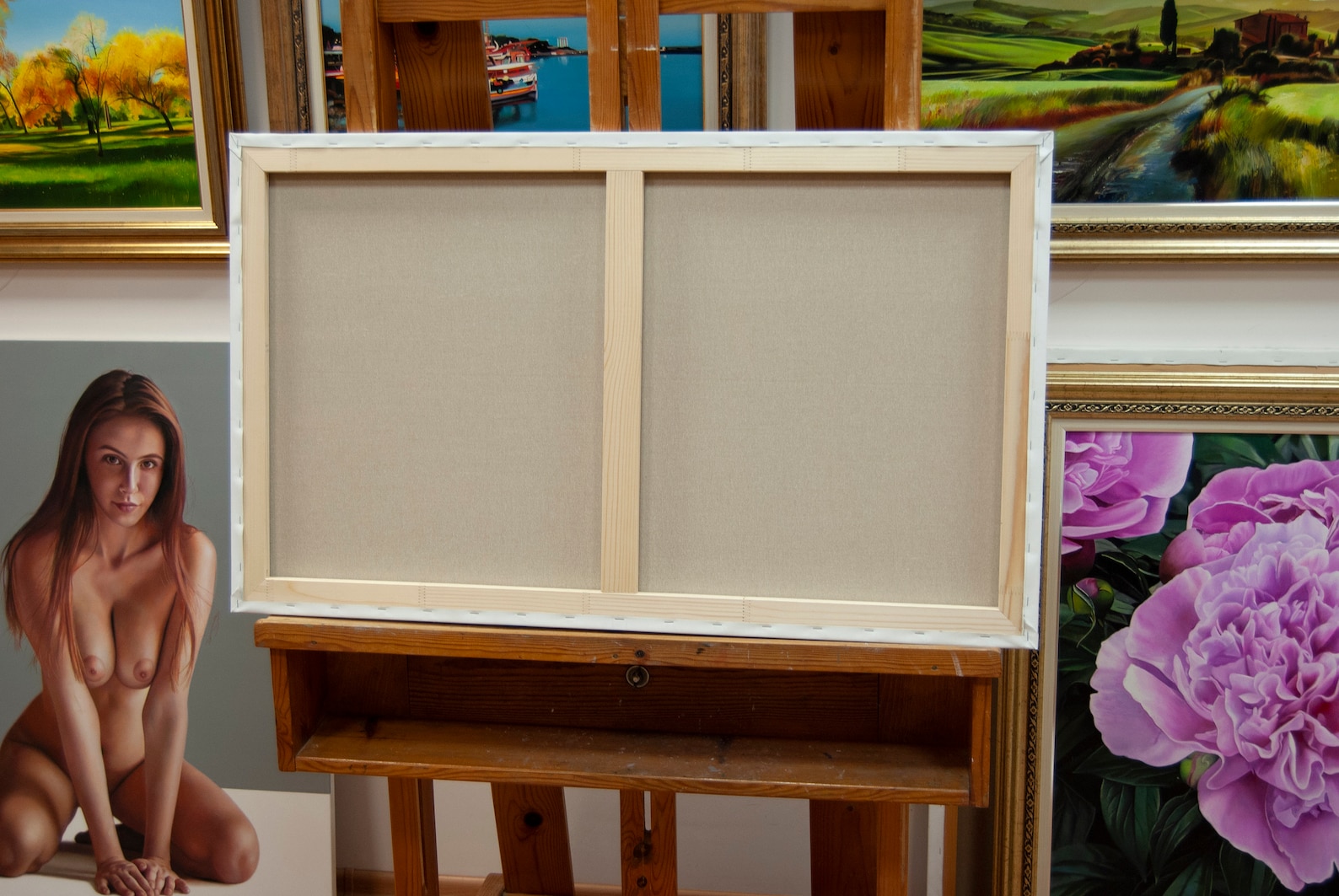 Nude Beautiful Girl in the Bed, Erotic Naked Fit Female Body, Original Nude Portrait, Undressed