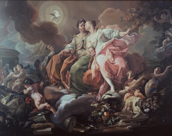 Copy of Corrado Giaquinto's Masterpiece, Allegory of Justice and Peace, Reproduction, Quality Canvas Painting, Made to Order, 85 x 128 in