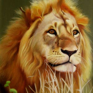 Lion Painting, Wild cats , Hyperrealistic Lion&#39;s Portrait, Animal portrait, Commission Art, Ready to hang, Certificate, Canvas painting