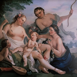Copy of Charles Joseph Natoire, Masterpiece, Venus and Cupid, Reproduction, High Quality Canvas Painting, Made to Order Art, 43,3 x 53,5 in