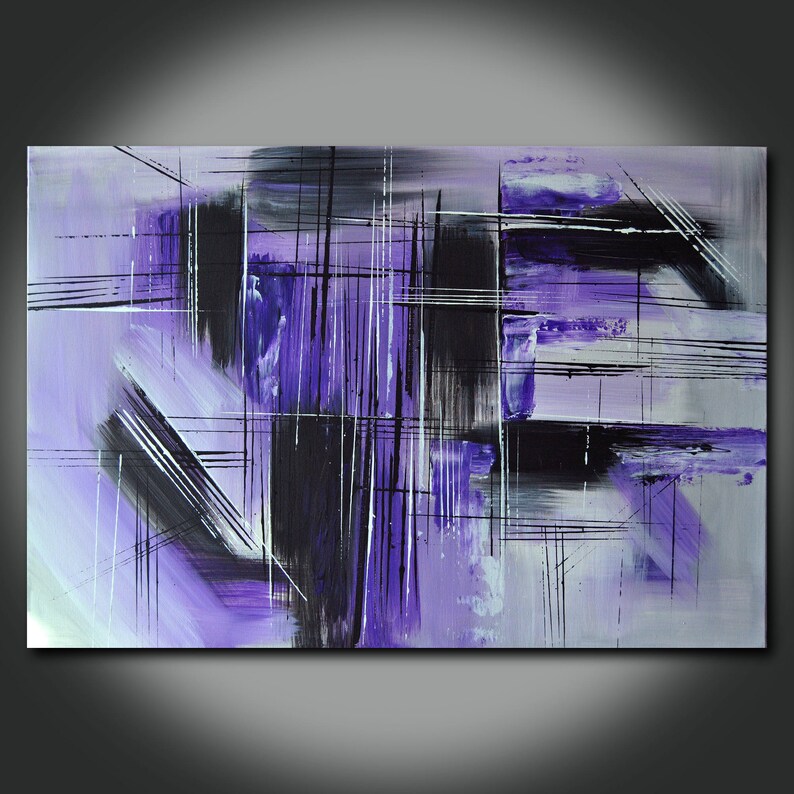 Large size, Original Abstract painting, Contemporary Modern Fine Art, Acrylic Canvas Art, Purple painting, Wall decor, 23.6 x 35.4 in image 1