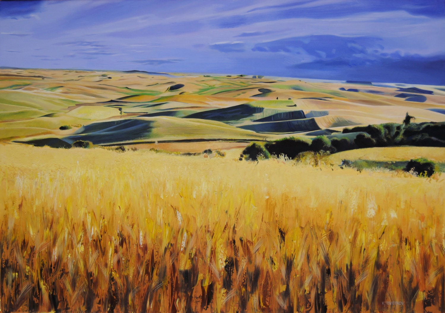 Wheat Painting, Landscape Painting, Wheat Fields, Canvas Painting, Original Art, Certificate