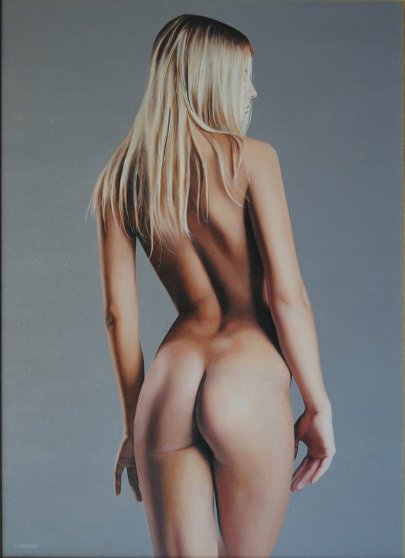 Nude Woman, Erotic Painting, Nacked Female, Nude Woman Portrait,  Hyperrealism, Made to Order Art, Commissioned Painting, Certificate -   Canada