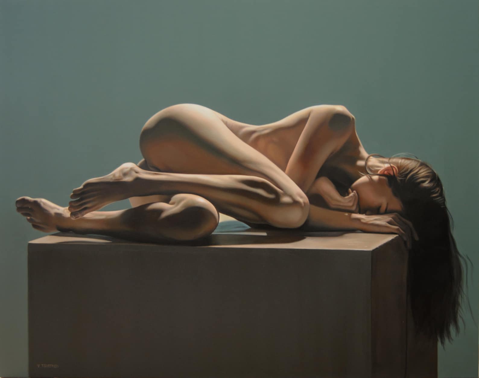 Realistic oil painting nude woman body painting art