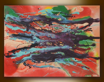 素晴らしい抽象的でカラフルな絵画 61.0 x 41.3 インチ、キャンバスに