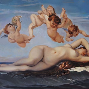Copy of Alexandre Cabanel&#39;s Masterpiece, The born of Venus, Reproduction, High Quality Canvas Painting, Made to Order Art, 51,2 x 88,6 in