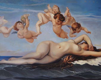 Copy of Alexandre Cabanel's Masterpiece, The born of Venus, Reproduction, High Quality Canvas Painting, Made to Order Art, 51,2 x 88,6 in