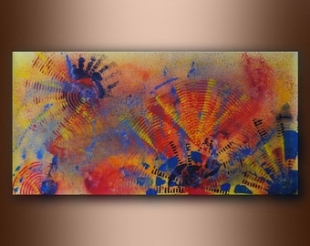 Duży, oryginalny abstrakcyjny obraz akrylowy na płótnie, nowoczesna sztuka ścienna (24 x 48 cali)