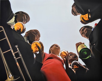 Toast, Made to order painting, Figure art, Musical instrument, People painting, Hyperrealism painting, Canvas painting, Certificate attached