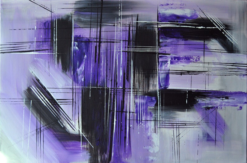 Large size, Original Abstract painting, Contemporary Modern Fine Art, Acrylic Canvas Art, Purple painting, Wall decor, 23.6 x 35.4 in image 2