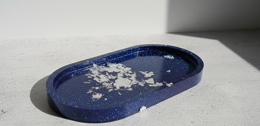 Deep Space Blue Silver Flake Tray - Etsy