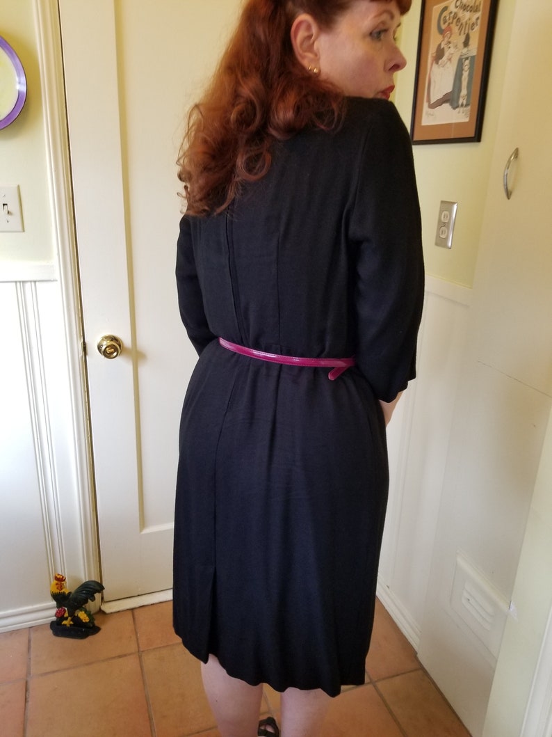 Late 1950s Black Lightweight Wool Dress
