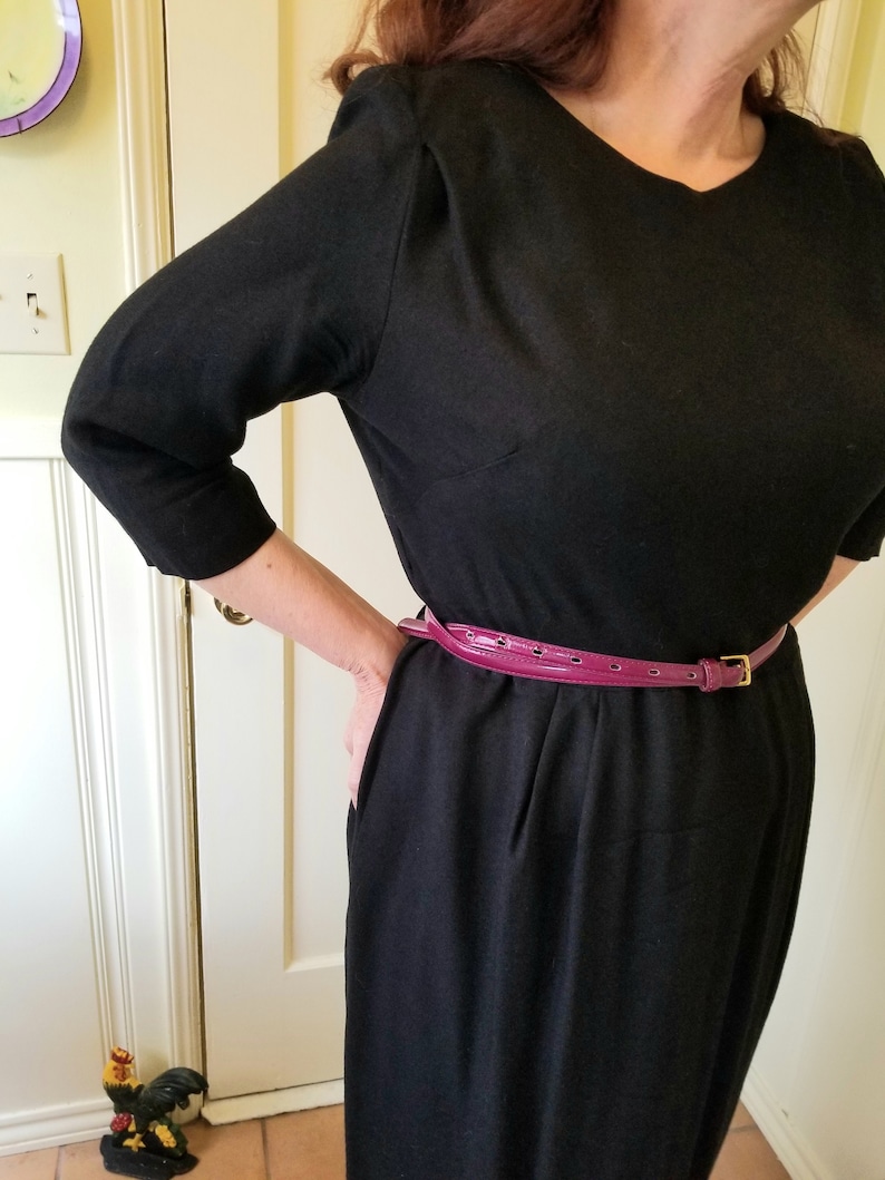 Late 1950s Black Lightweight Wool Dress