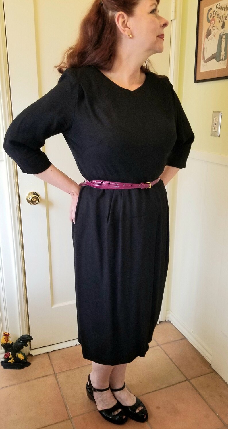 Late 1950s Black Lightweight Wool Dress