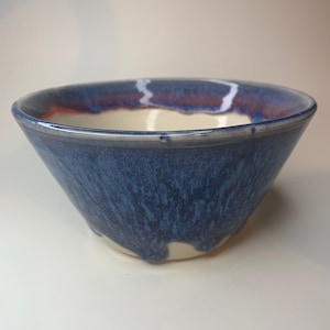 Dynamic Blue & Red Ceramic Bowl (6&quot; diameter)