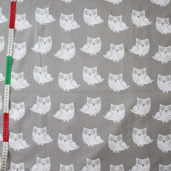 Cotton Fabfric “Owls print on a gray “