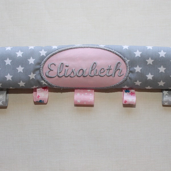 Safety bar cover with tags,Personalized! With name embroidered!