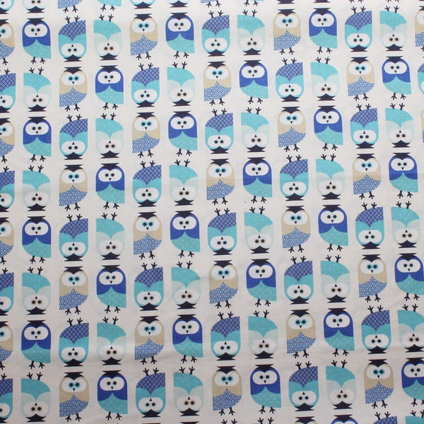 Cotton Fabfric “Owls print on a white “