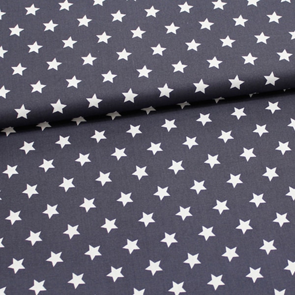 Cotton fabric  white stars on a grey