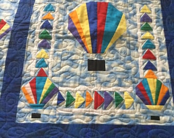 HOT AIR BALLOONS anyone.? Boys or girls wall hanging custom quilted