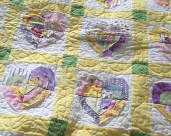 Pastel  hearts and raw edge applique mint green white and pastel ColorShare