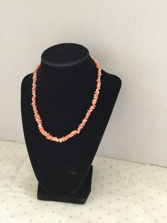 Coral necklace delicate  short  coral shells light