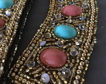Removable collar and cuffs to add to dress, tank , suit,  or wedding gown.Egyptian look,l