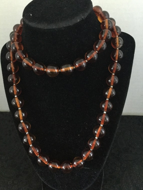 Necklace  brown clear beads