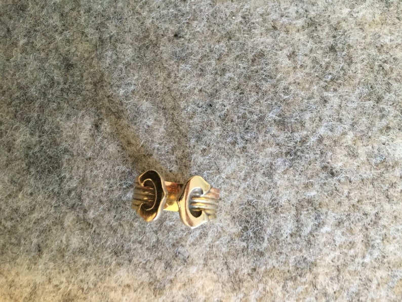 Cartier Look 14 carat tri color gold ring Double C size 7. Sale 750.00 image 7