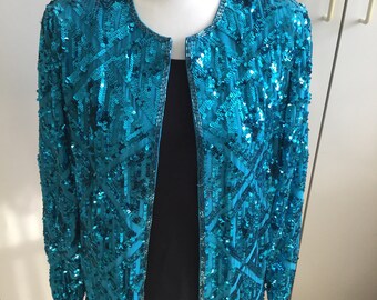 turquoise sequin jacket