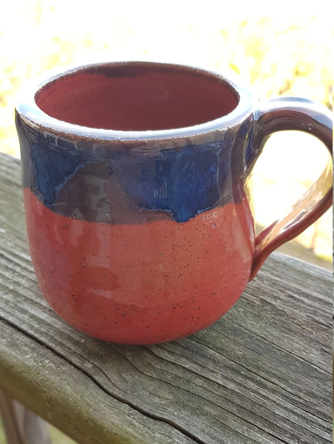 Handmade Ceramic Red and Blue Mug | Etsy