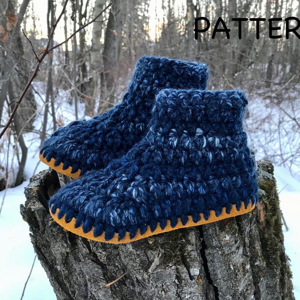 Youth Crochet Pattern, youth slipper pattern, slippers pattern, pattern for slippers, child slippers, leather sole slipper pattern