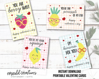 Kartki walentynkowe z owocami/Kartki walentynkowe do druku/Kartki ze słodkimi owocami