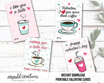Karty walentynkowe z kawą/Kartki walentynkowe do druku/Kartki walentynkowe