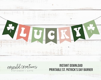 Dzień Świętego Patryka do wydrukowania/Baner imprezowy do wydrukowania/Szczęśliwy baner/Szczęśliwy baner na Dzień Świętego Patryka