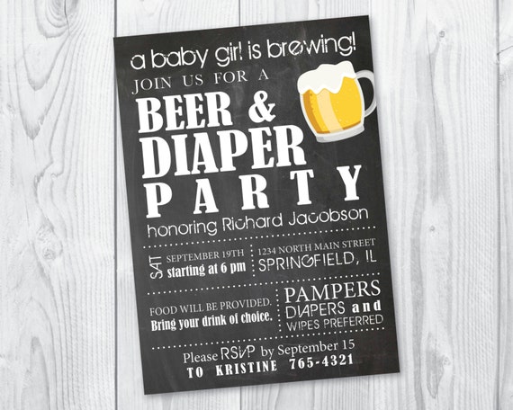 men's diaper party invitations