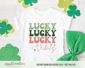 Dzień Świętego Patryka SVG, Dzień Świętego Patryka PNG, Lucky Vibes, Irlandzka koszula, Koszulka na Dzień Świętego Patryka, Dzień Świętego Patryka, Cricut, Sylwetka