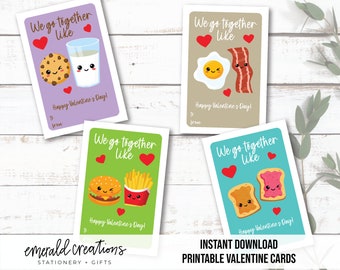 Walentynkowe karty „We Go Together”/Walentynki do druku/Urocze kartki