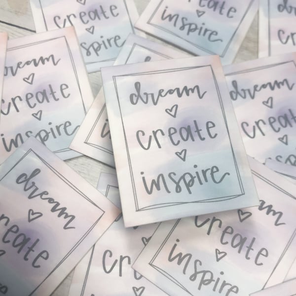 Dream Create Inspire Stickers | Motivate stickers | Rainbow Sticker  |  Waterproof Vinyl Decals