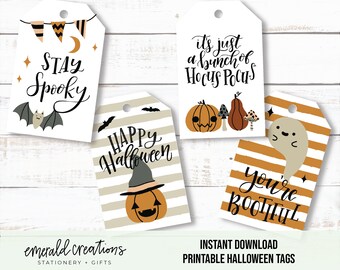 Boho Halloween do druku / Etykiety na prezenty na Halloween / Etykiety na prezenty na Halloween / Prezent na Halloween