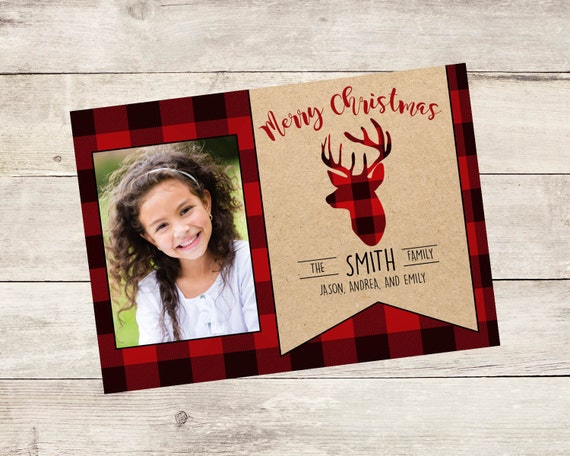 buffalo plaid photo christmas cards