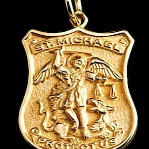 Saint Michael Medal 14k gold Archangel, patron saint of Police officers