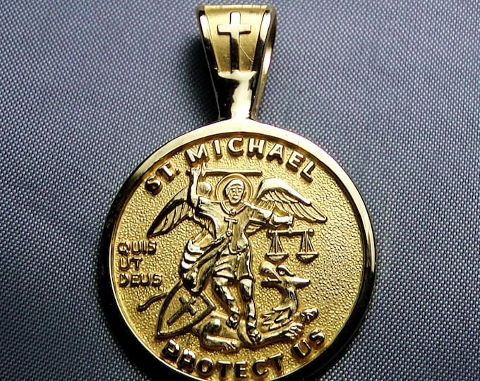 St. Michael Medal 14k Gold Patron Saint of Police Officers Archangel - Etsy