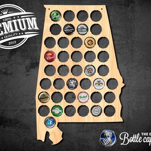 Alabama Bottlecap Karte Wanddekor
