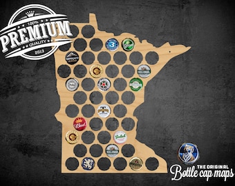 Minnesota Bottlecap kaart wand decor